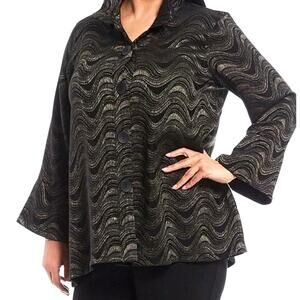 Ali Miles Metallic Waves Jacket Sz XL Artsy Modern Chic Evening Party Event Top